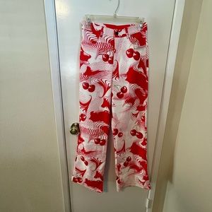 High waisted cherry swirl pants